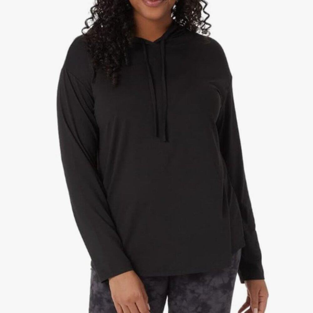 32 Degrees Cool Long Sleeve Hooded Shirt Moisture Wicking - Black- XS - NWT